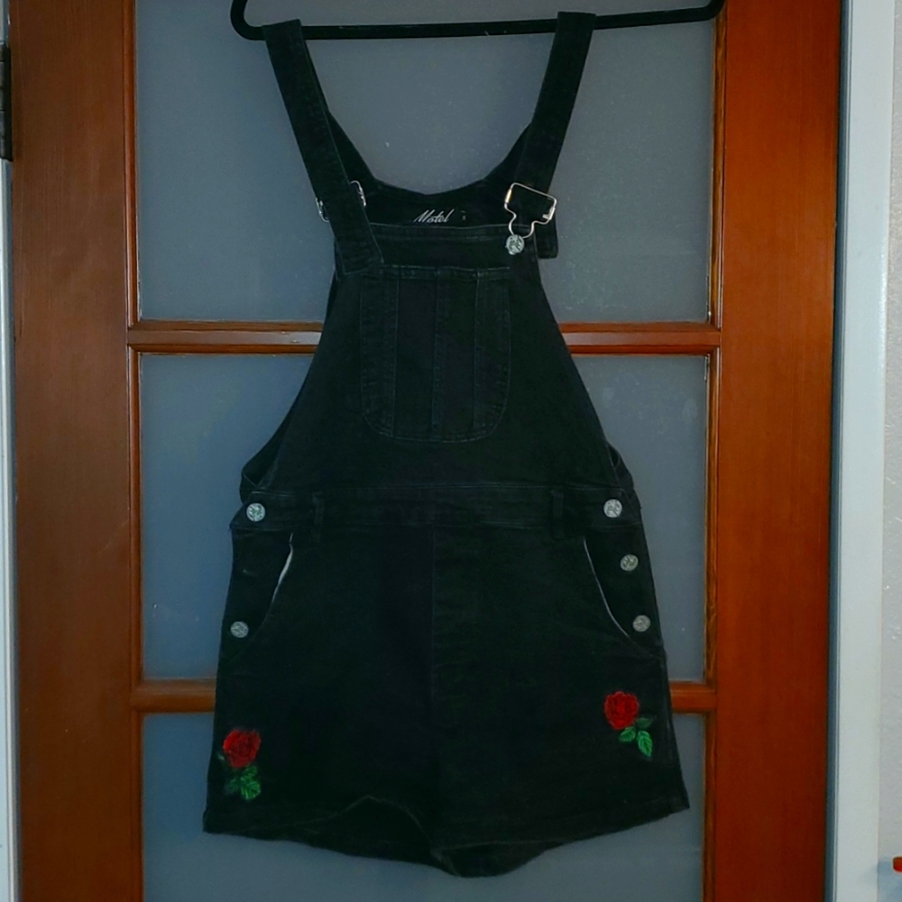 Motel Rocks Black short overalls